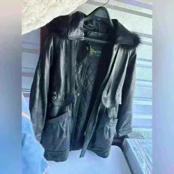 Vintage Elim Trading Co. ACTPA Italy Mode Leather And Satin Jacket - Picture 12 of 13